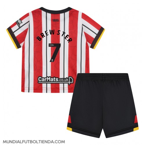 Camiseta Sheffield United Rhian Brewster #7 Primera Equipación Replica 2024-25 para niños mangas cortas (+ Pantalones cortos)